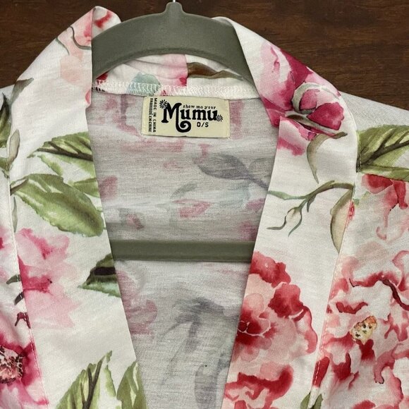 Show Me Your Mumu One Size White Pink Floral Belted Robe Garden of Blooms Kimono - Picture 5 of 12